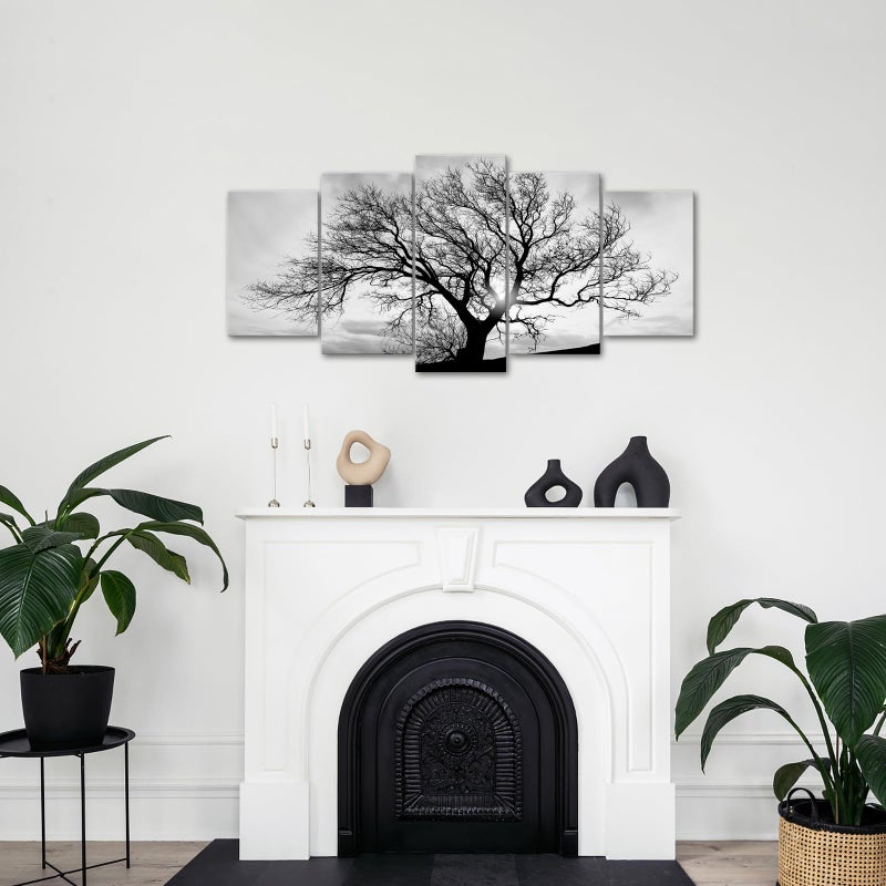 LevvArts Black and White Tree Canvas Wall Art Great Sunset Shot Pictures Print on Canvas Nature Winter Landscape Painting Modern Home Living Room Bedroom Decor - Image 4